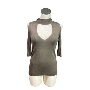 Express Olive Cutout Blouse